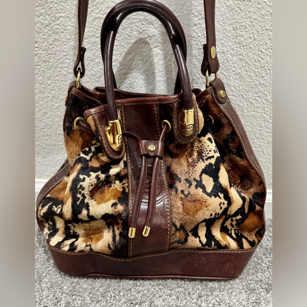 Marino Orlandi -Vintage-very rare-Leather/Calf Hair Bucket Shoulder Bag